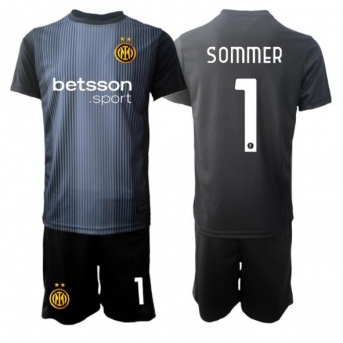 Billige Fotballdrakt Inter Milan Yann Sommer #1 Keeper Replika Hjemmedraktsett Barn 2025-26 Kortermet (med bukser)